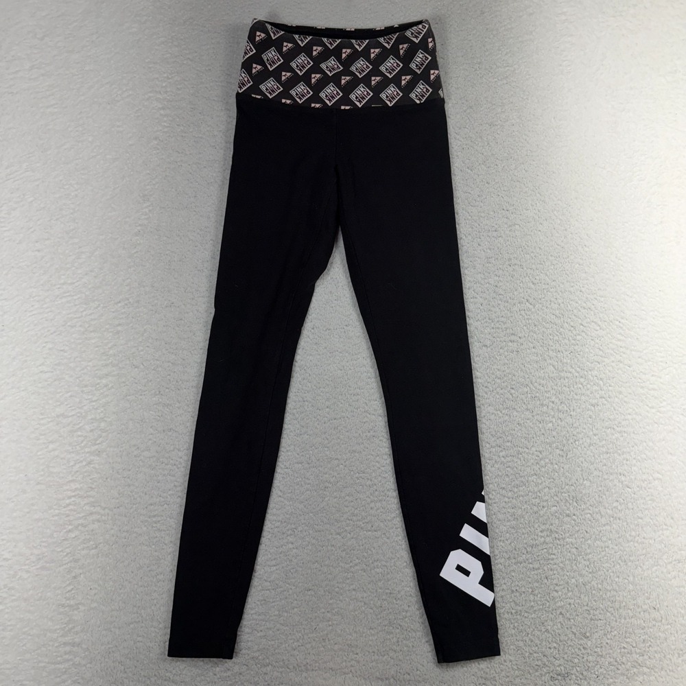 Y2K PINK Victorias Secret Yoga Black Ankle Leggings Womens Size XS Athleisure